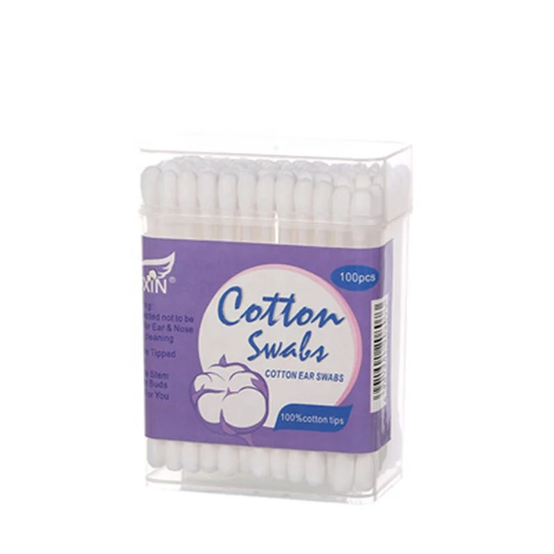 

Plastic Box Health Cleaning Cotton Swabs, White