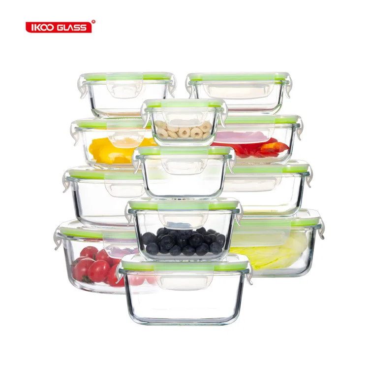 

Eco friendly 24pcs bpa free glass containers set meal prep food storage with lids