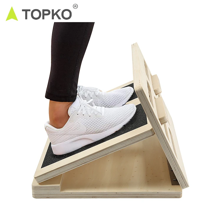 

TOPKO adjustable incline wooden balance multiple stretch board, Natural wood