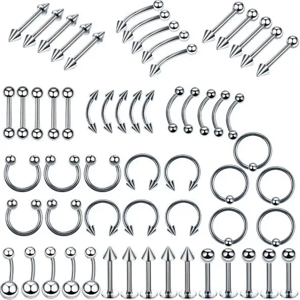 

Amazon top sale 316l stainless steel bulk labret nose ring body piercing jewelry, Picture