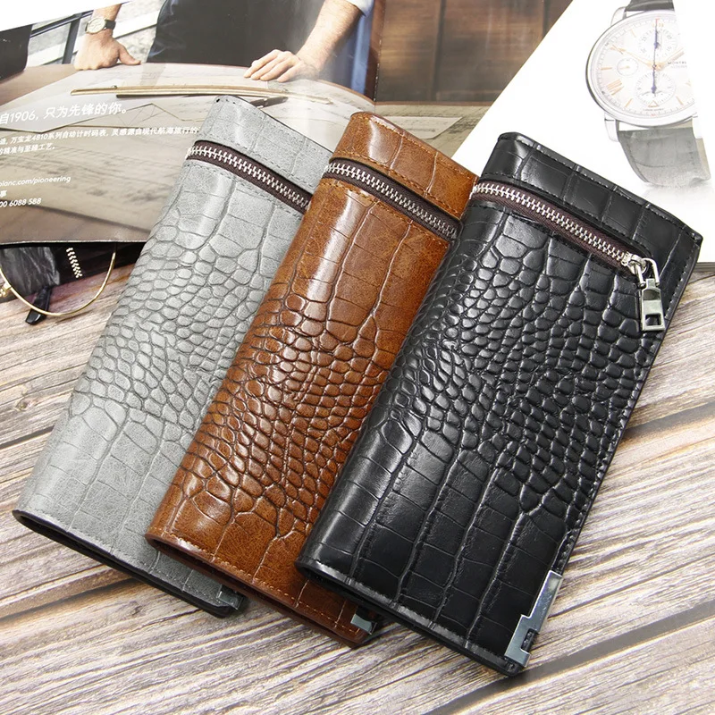 

New men's Long Wallet Japanese and Korean alligator youth wallet ultra thin men's vertical open wallet