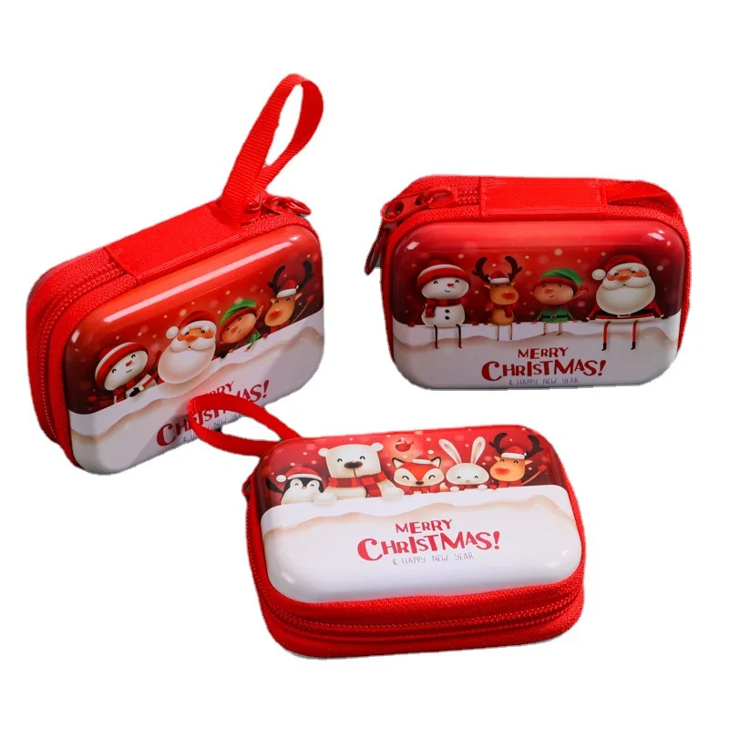

Red Christmas Series Coin Purse Holiday Small Gift Tinplate Zipper Key Case