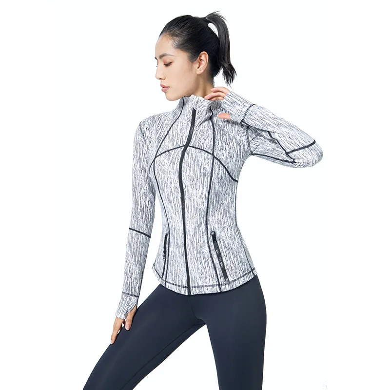 

women slim fit tight long sleeve gym tops fitness sports jacket yoga zipper jackets