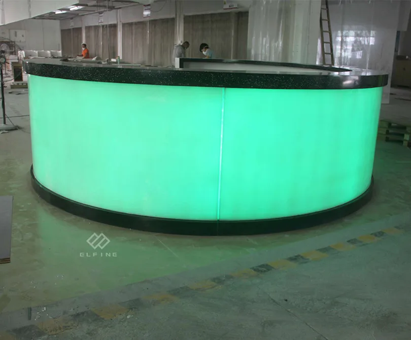 Luminous Night Club Bar Counter Design Semicircle Acrylic Solid