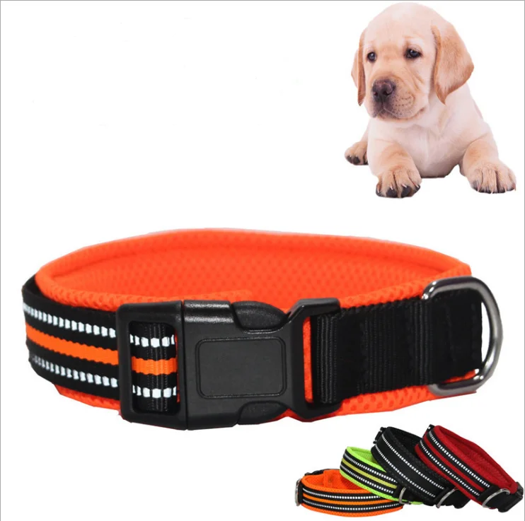 

Premium Heavy Duty Soft Reflective Pet Collar Adjustable Nylon Webbing Padded Buckle Cat Dog Collar and Leash COLLARS