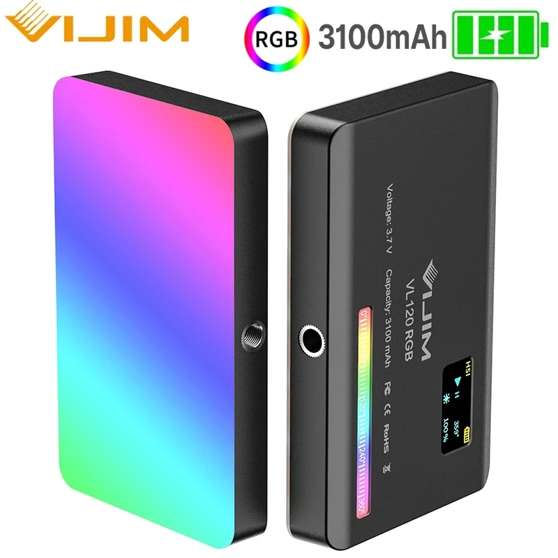

Ulanzi VIJIM VL120 RGB Video Light LED Camera Light Full Color 3100mAh Battery Dimmable 2500K-9000K Bi-Color Panel Light Studio