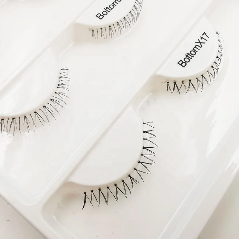 

Own Brand Simple Packaging Wholesale Transparent Band Bottom False Eyelashes Under Eye Lash Lower Silk Synthetic Lashes