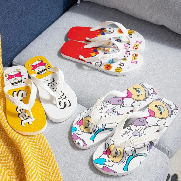 

Amazon Hot Sale Summer Beach PVC Slippers Waterproof Wear-resistant Comfortable Soft Cartoon Men Flip-flops for Women, 4 colors