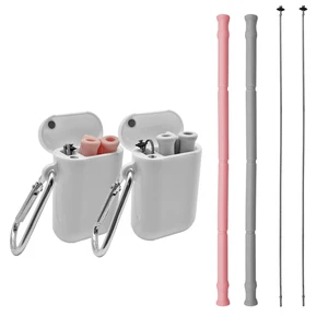 Image of Food-Grade BPA-Free Portable Reusable Silicone Collapsible Drinking Straws for Daily and Travel Use
