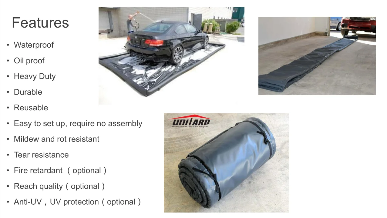 Unitarp Pvc Inflatable Car Wash Mat Plastic Car Containment Mat For