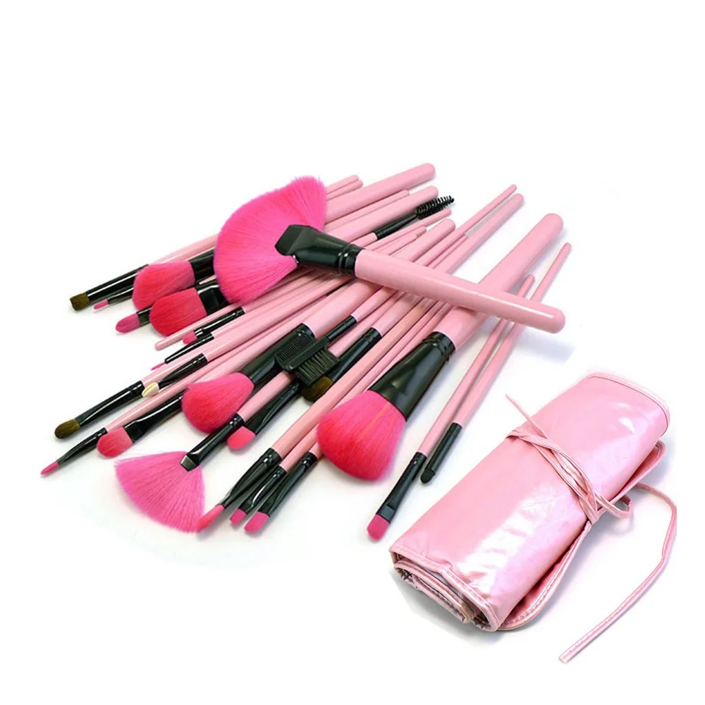 

Professional Beauty Use Makeup Brush Set 24pcs Profesional Personalizado Calidad Bolsa Brochas De Maquillaje, Black, pink, wood