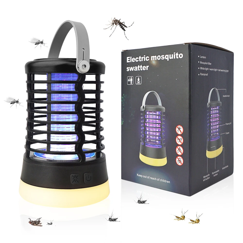 

2022 Newest Rechargeable Portable Camping Lantern Mosquito Killer Swatter Lamp Lantern Outdoor