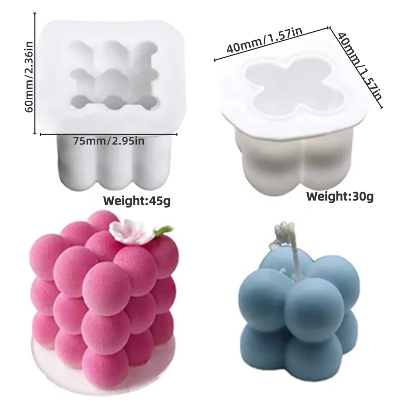 

Multi-function 3D Crafts 15/Single Cavity Making Rubik Cube Bubble Balls French Mousse Cake Fondant Candle Silicone Mold, White