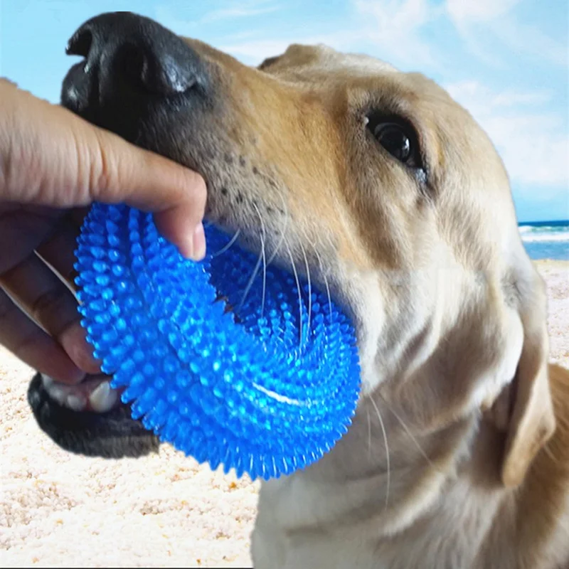 

Pet Bite Resistant Sound Toy Ball Chew Teeth Clean Large Dog Barbed TPR Train Teeth Cleaning Toy, Colorful