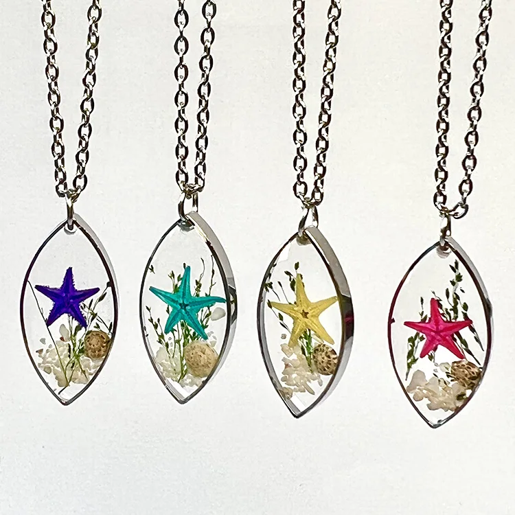 

2024 new design sea animals necklace cute resin jewelry with sea starfish necklace