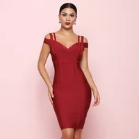 

Seamyla MOONBUNNY New Bandage Dress Women Off The Shoulder Vestidos Sexy Clubwear Evening Party Dress Red Bodycon Summer Dresses