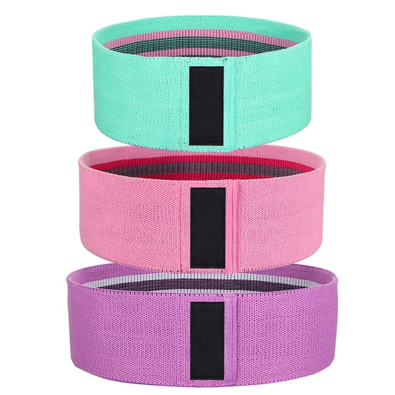 

2021 New Design Custom Logo Set of 3 Exercise Stretch Hip Circle,Printed Fabric Booty Band Gym Fitness Glute Resistance Band, Black grey pink blue green etc