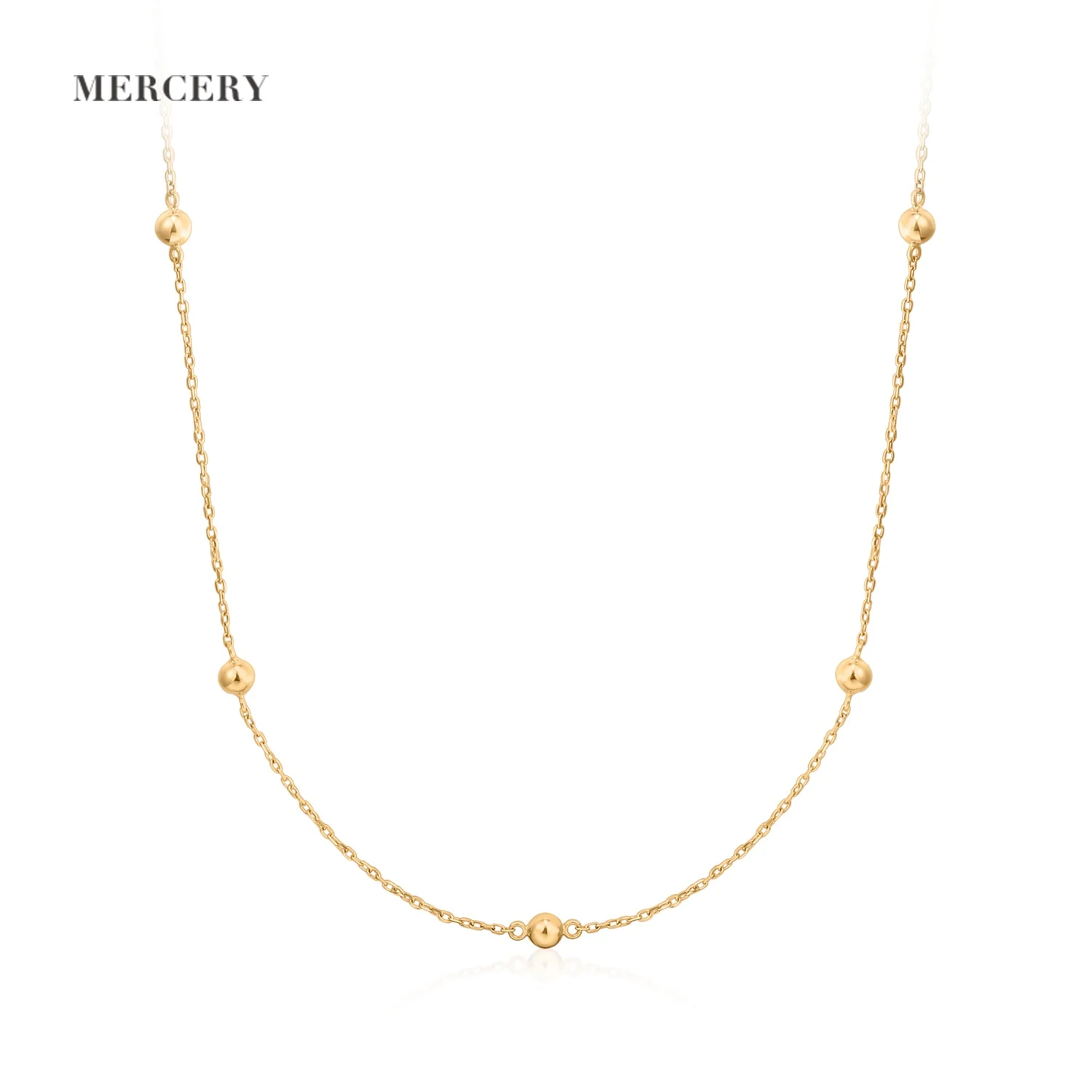 

Mercery Dainty Orb Round Bead Pendant Layered Orbit Golden Ball 14k Solid Gold Fine Jewelry Necklace For Women
