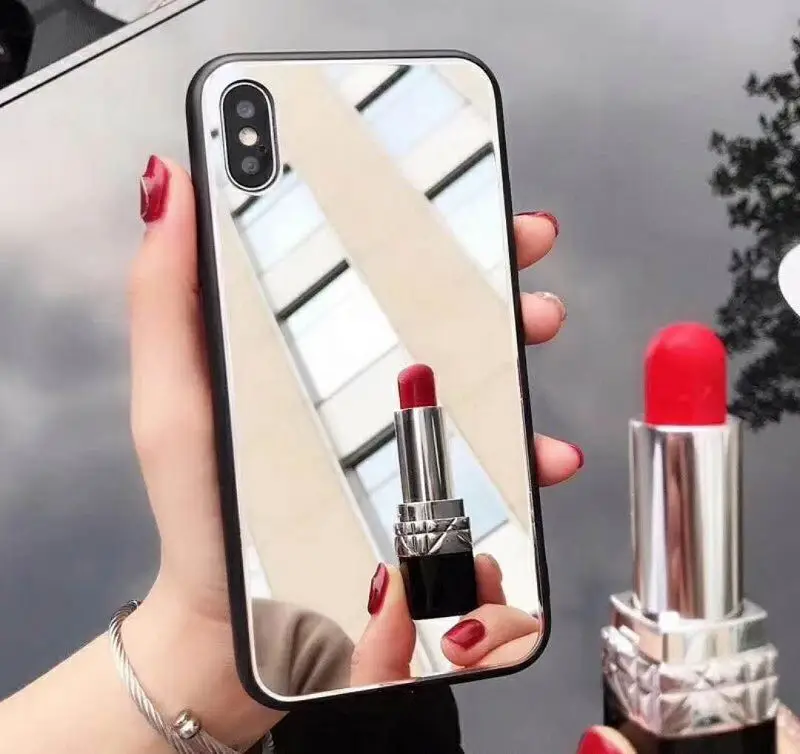 

Shockproof Make Up Mirror Back Phone Case For iPhone 13 mini 13 pro max 12 pro max XS MAX XR X 6 7 8 Plus, Transparent