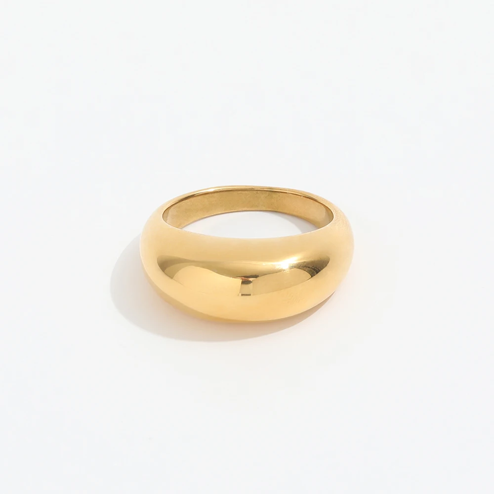 

High End 18K Gold Plated Chunky Finger Rings for Women Stainless Steel Jewelry