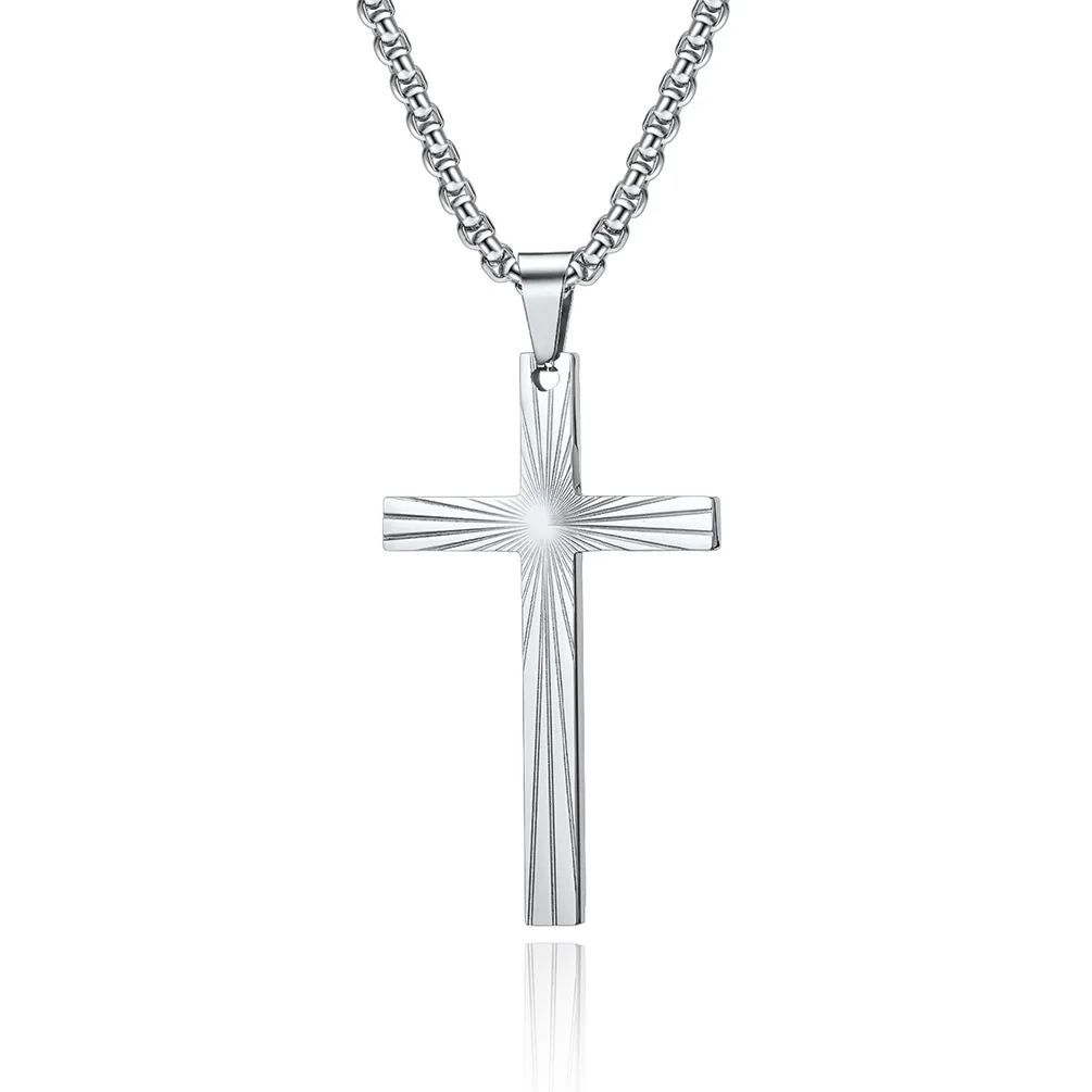 

2021 Hip Hop Steel Cross Necklace Unisex Titanium Steel Ankh Cross Pendant Necklaces