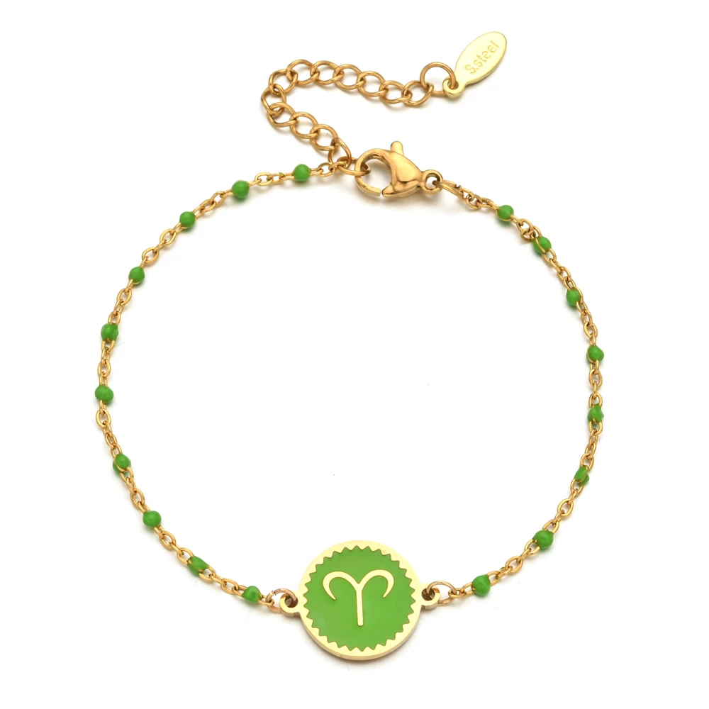 

Fashion 12 Zodiac Signs Chain Bracelet Constellations Charm Bracelets Birthday Bracelet Bangle Cuff Jewelry Gifts