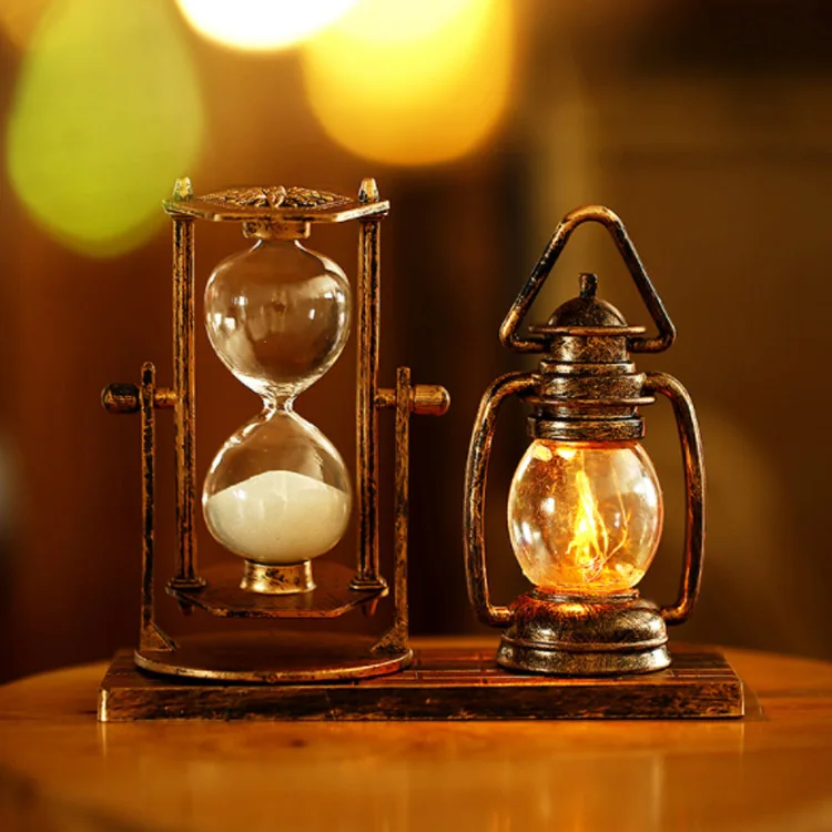 

Retro hourglass with light for desktop decoration, As picture