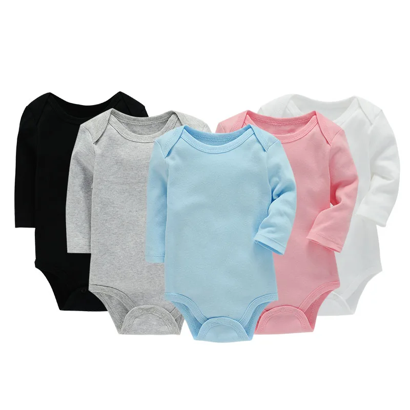 

O/A service High Quality Wholesale 100% Cotton Soft Baby Bodysuit Plain Color Baby Onesie Long Sleeve Unisex Baby Clothing, Picture