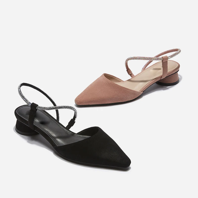 

2021 ankle strap sexy design women point toe low heel sandal, Customized color