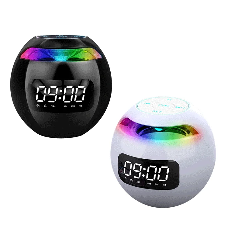 

Hot Selling Wireless Mini Portable Home Speaker Alarm Clock Led Surround Light Loudspeakers Bluetooth Speakers