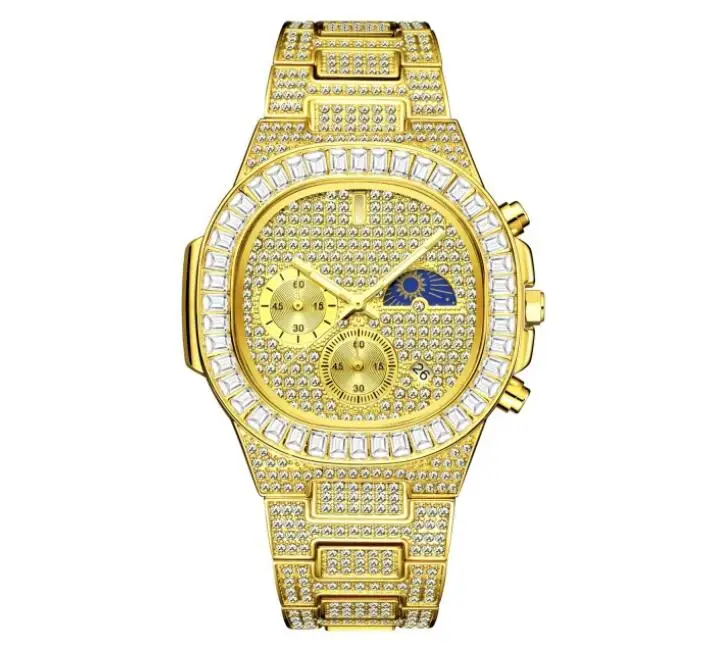 

Blues RTS Newest Japanese Movement Diamond Bezel OEM Custom Private Label Watch