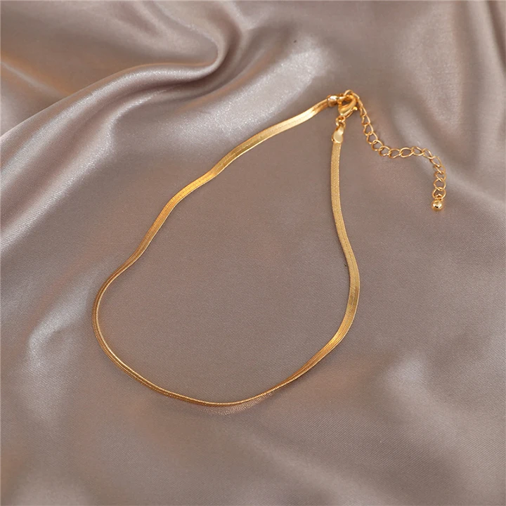 

New Jewellery Gold Chain Gold Plated Fashion Snake Bone Necklace Choker for Women, Picture shows