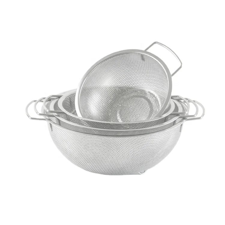 

Manufacturer Strainer Stainless Steel Four Grid Drain Basket mixing Bowls Set Colador Anti Spill Balancing Food Colanders Set