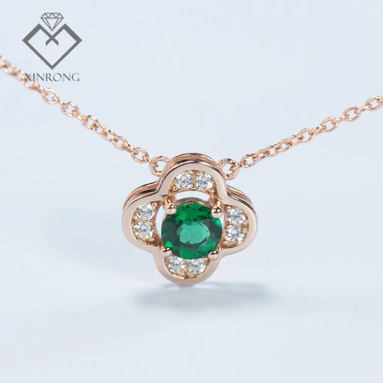 

Classic sterling silver jewelry with Zambia color emerald halskette 925 necklace synthetic created emeralds lab For girl gifts