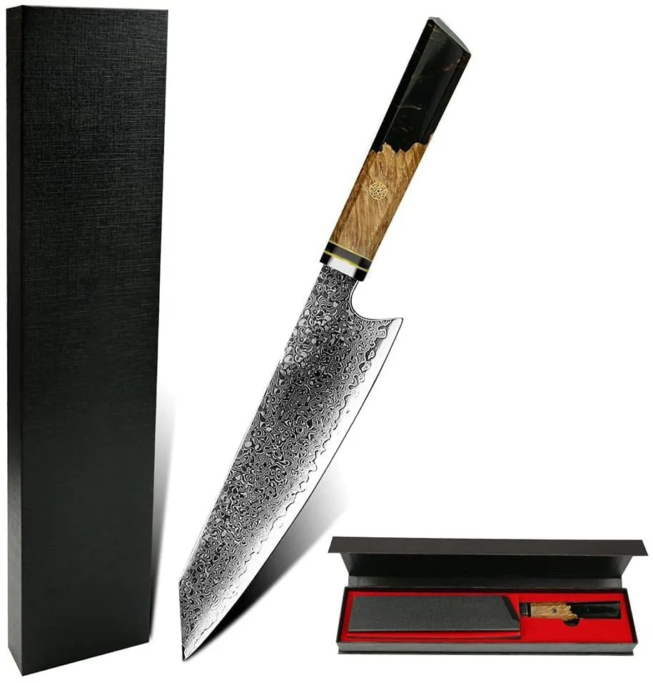 

Drop shipping 8 inch VG10 67Layers Damascus Steel Stabwood Handle Chef Kitchen Knife