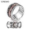 Cremo Titanium Rings White Stackable Interchangeable Band Brown Section Stainless Steel Shining Wedding Black Ring Anillos Mujer