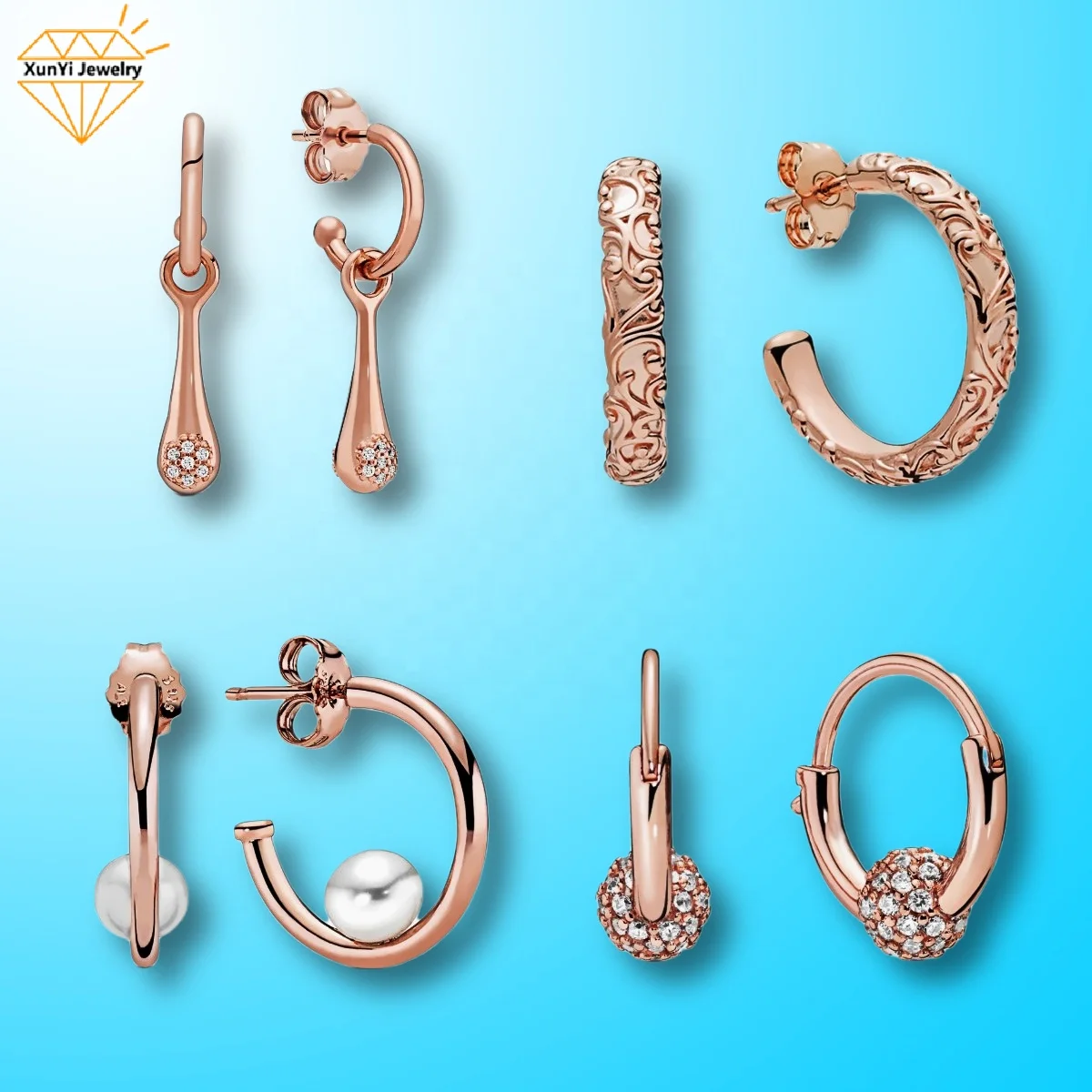 

2021 Hot Earrings 925 sterling silver The Price Of Rose Gold Color Silver Jewelry Trendy Style Earrings