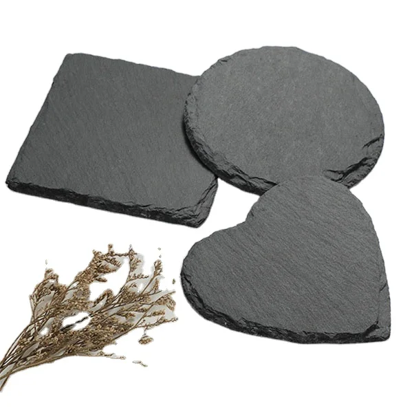 

Environmentally friendly Gorgeous Black Slate Stone Coasters Bulk Square Slate Stone Cup Coaster for Drink Bar Kitchen Home