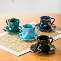 

Promotion multiple color origami unique cheap porcelain latte coffee tea cup with saucer