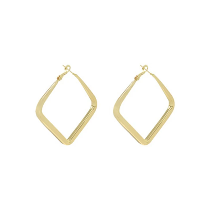 

Hot Sale Gold Irregular Hoop Earrings Exaggerated Geometric Big Square Earring for Women, Picture shows