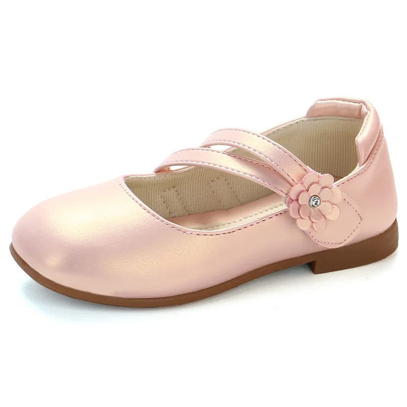
kids PU gold white spring autumn new flower sweet girl nude mary jane flat part leather soft sole dance dress shoes for children 