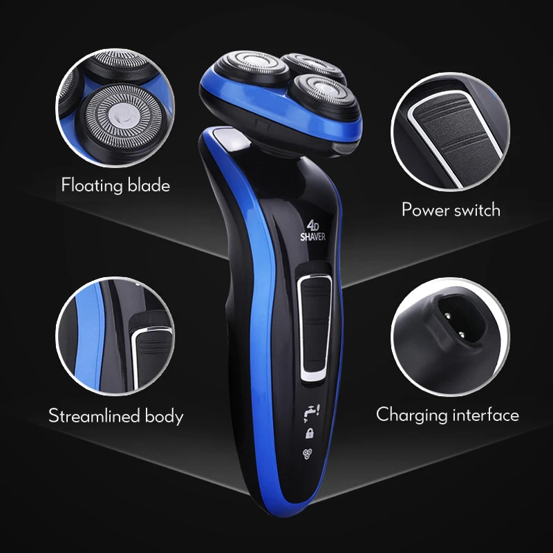 

2021 new LCD display Electric Shaver For Men Wet Dry Rechargeable 4D Floating Electric Razor Nose Hair Beard Shaving Machine