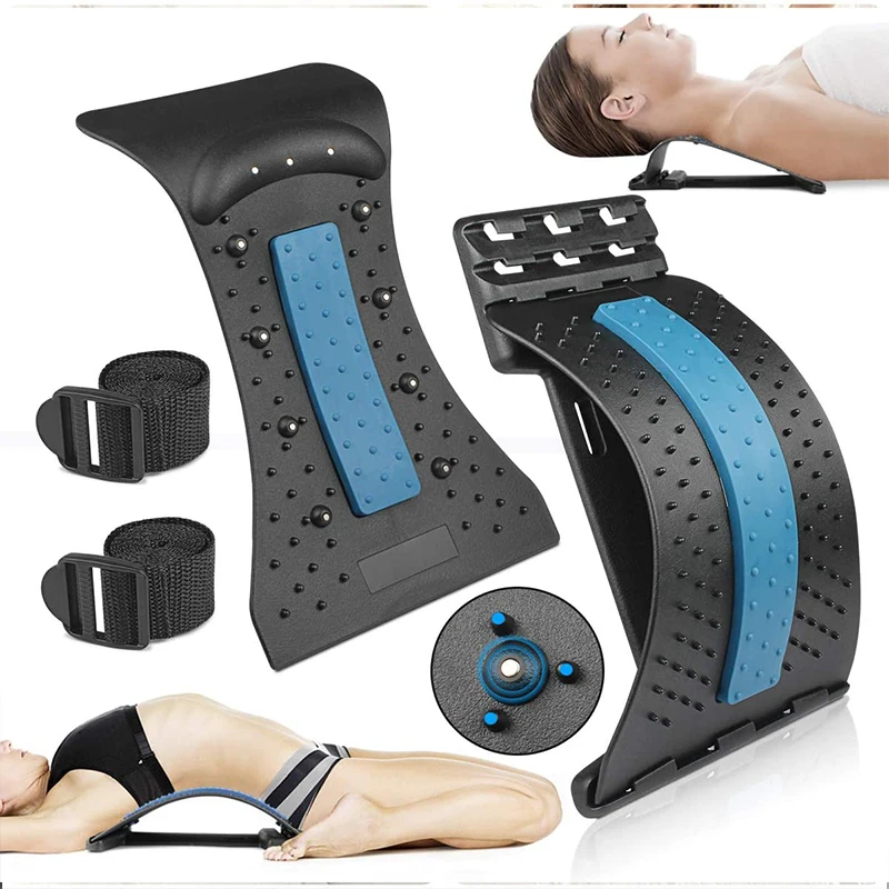 

Lumbar Cervical Spine Support Stretcher Waist Neck Stretch Fitness Equipment Multi-Level Adjustable Back Massager Pain Relief
