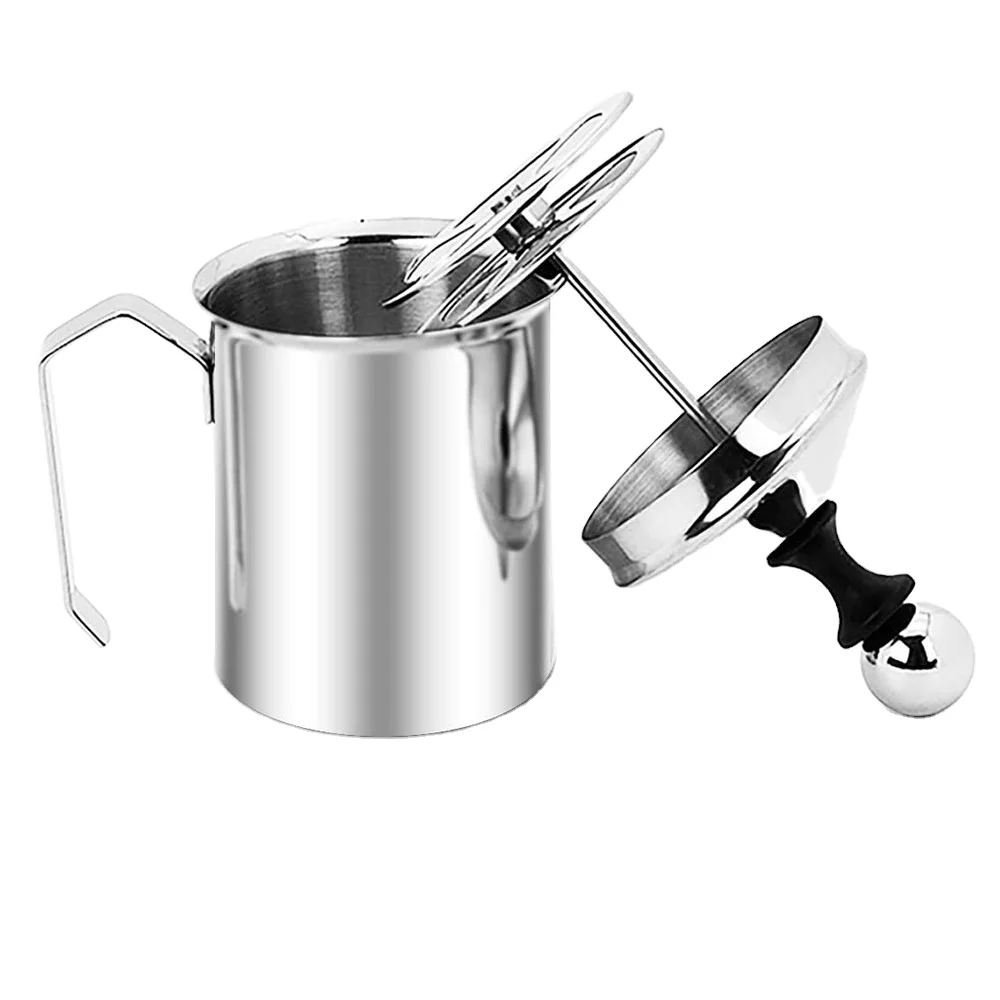 

500ml Stainless Steel Manual Milk Frother Cappuccino Coffee Milk 304 Stainless Steel Milk Creamer Hand Pump Frother