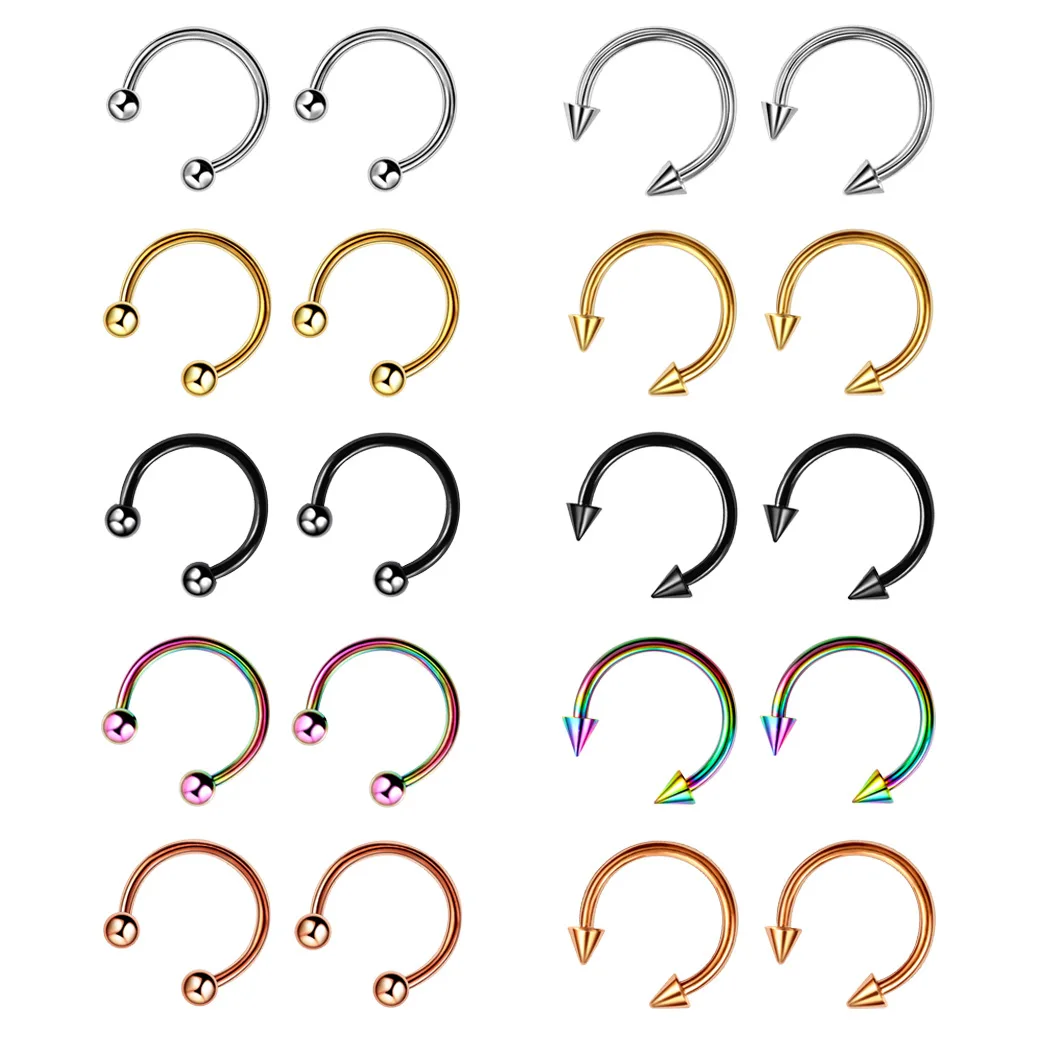 

Factory Nose Horseshoe Ring Nose Septum Ring Stainless Steel Circular Piercing Ear Cartilage Tragus Body Jewelry Piercing, As pic