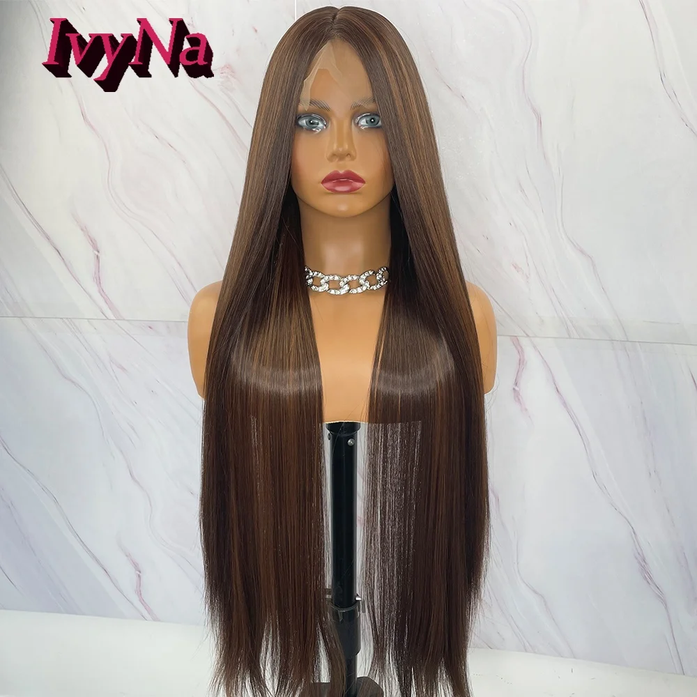 

futura 3x5 Silk Base Skin Machine Made 4 mixed 30 Color Synthetic wig for Women 30 inches Long Straight, 4/30