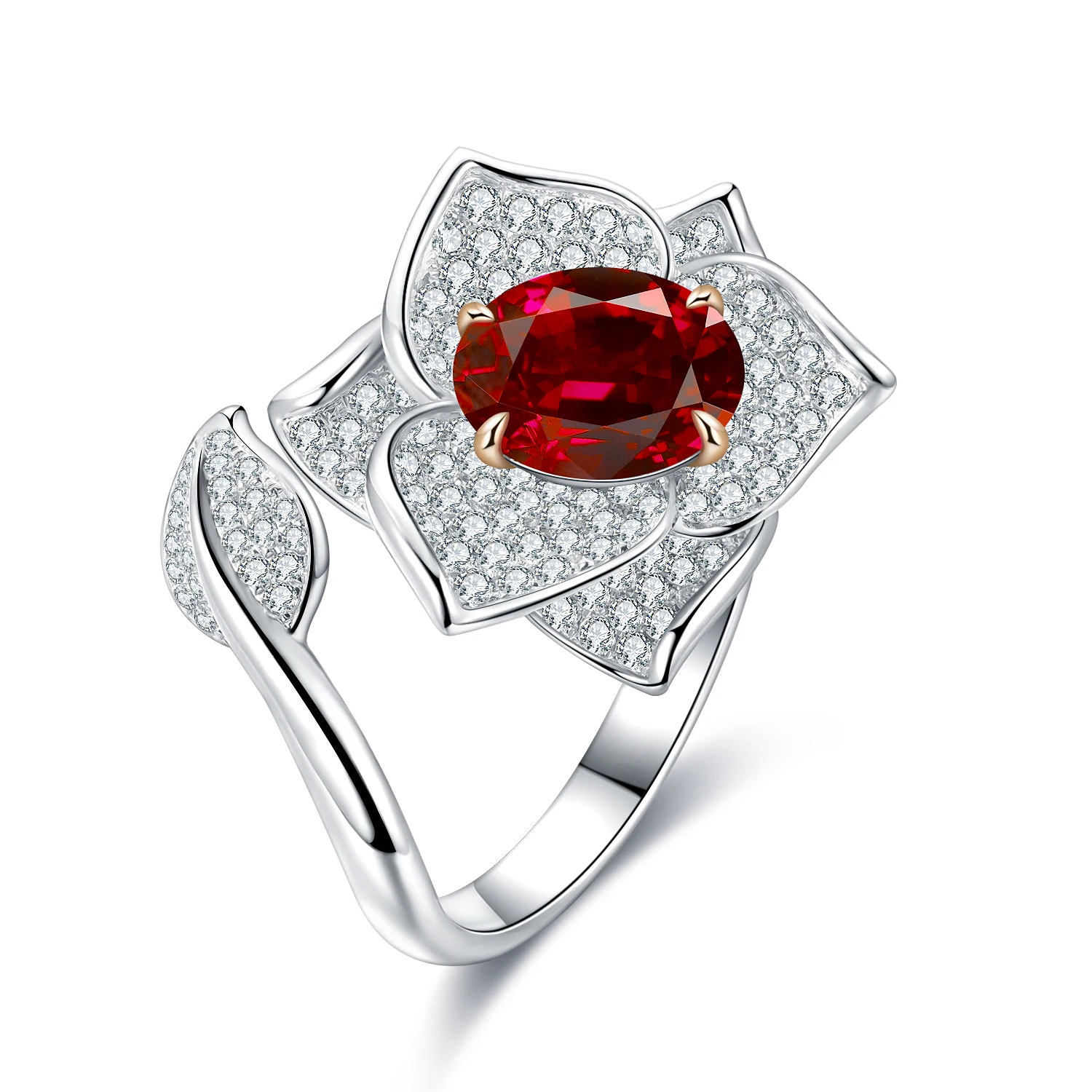 

Daily Wear Shinning 9K White Gold Lab Grown Ruby Rings For Women