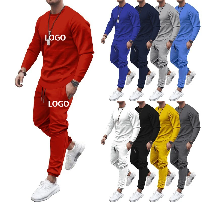 

2023 Autumn Long Sleeve Workout Sets Men Casual Solid Color Sports Wear Suit Tracksuit Sets Men