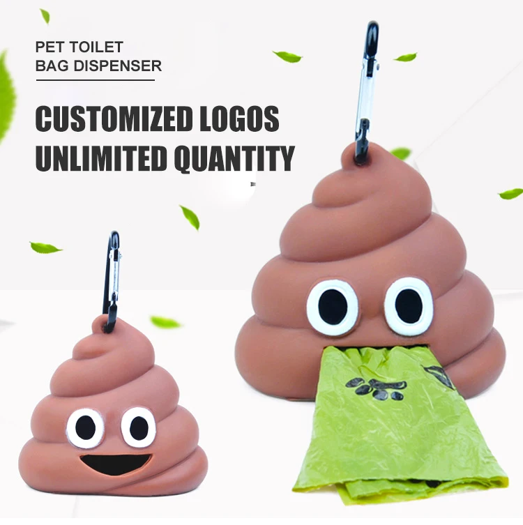 

2021 New Product Silicone Dog Poop Bag Poop-Shaped Holder Pet Garbage Dispenser Storage Box