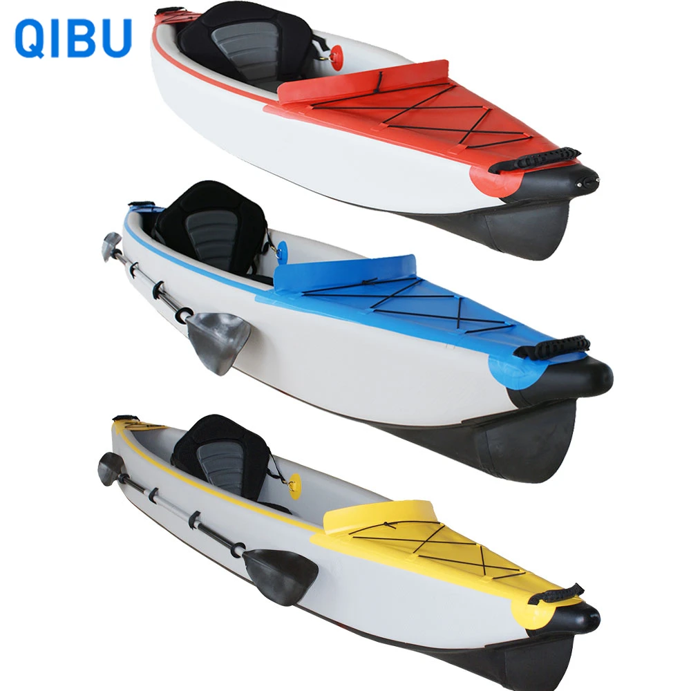 

Qibu PHT-01 Wholesale Price Drop Stitch Fishing Single / Double Inflatable Kayak with Paddle Tandem Kayak Rowing Boat 2 Years CE, Red, green, yellow, blue ,customize